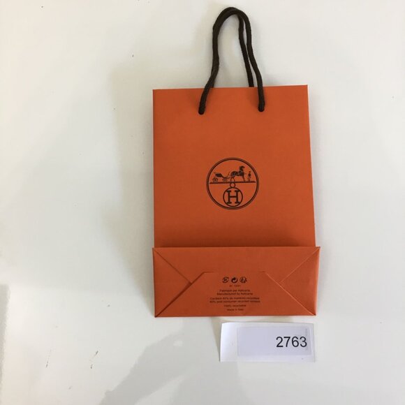 Hermes Small Shopping Bag 8.5" x 5.75 x 2.5" Orange Paper Authentic - Picture 15 of 15